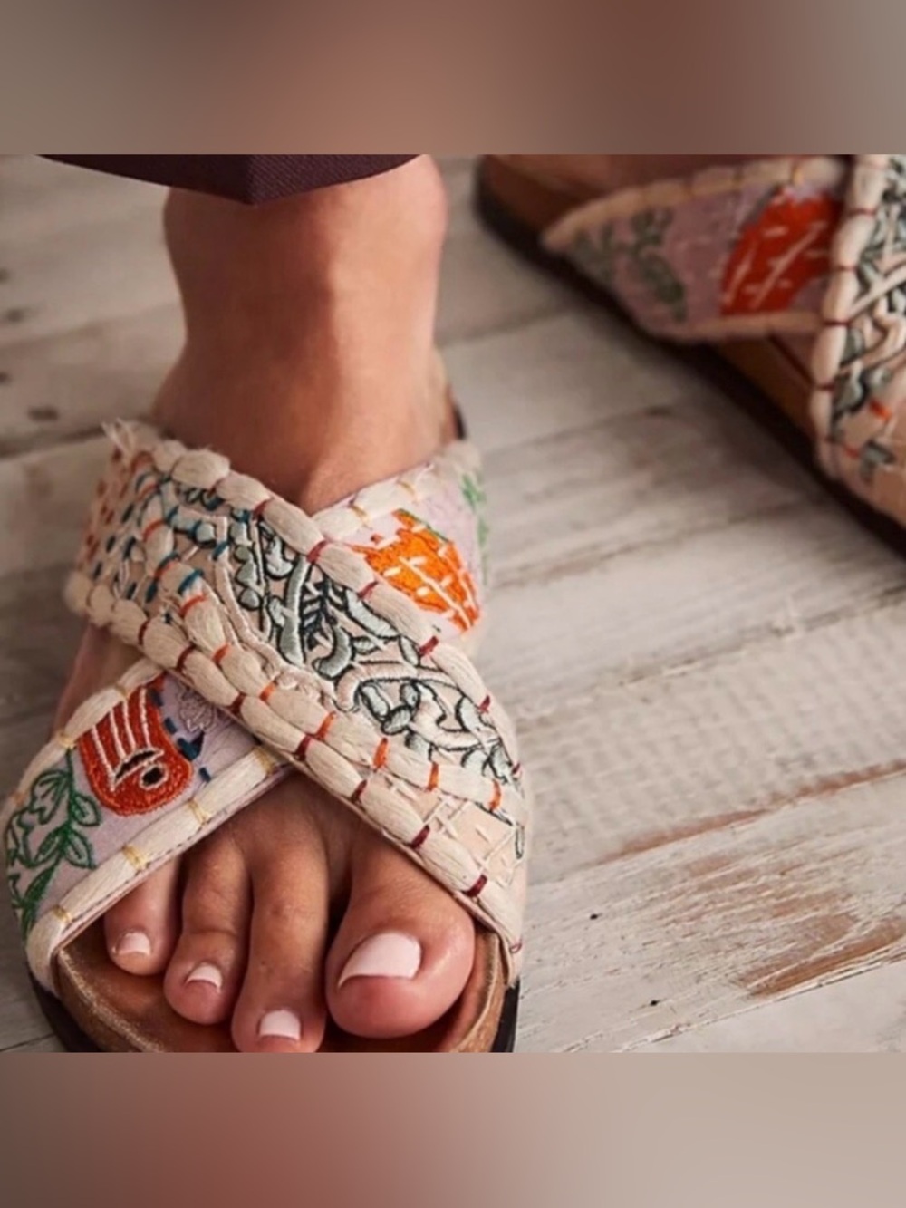 free people sandals wildflowers crossband patched kantha SZ 41 - Picture 2 of 7